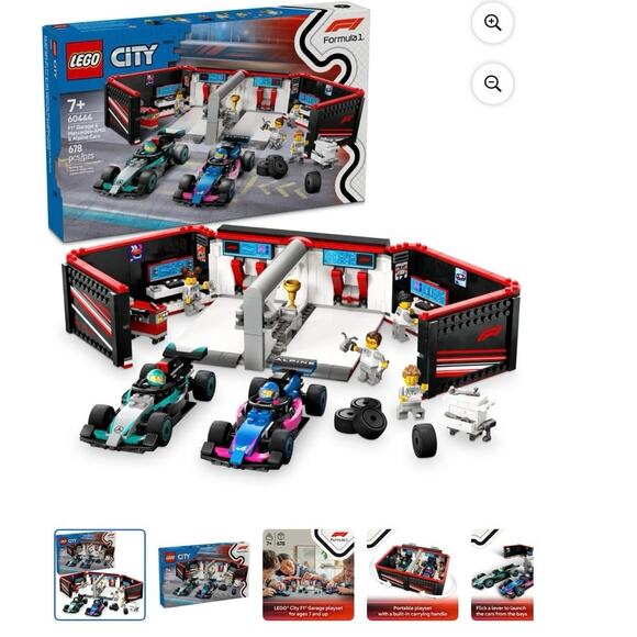 LEGO City F1 Garage w/ Mercedes-AMG & Alpine Cars Set 60444 - Picture 2 of 5